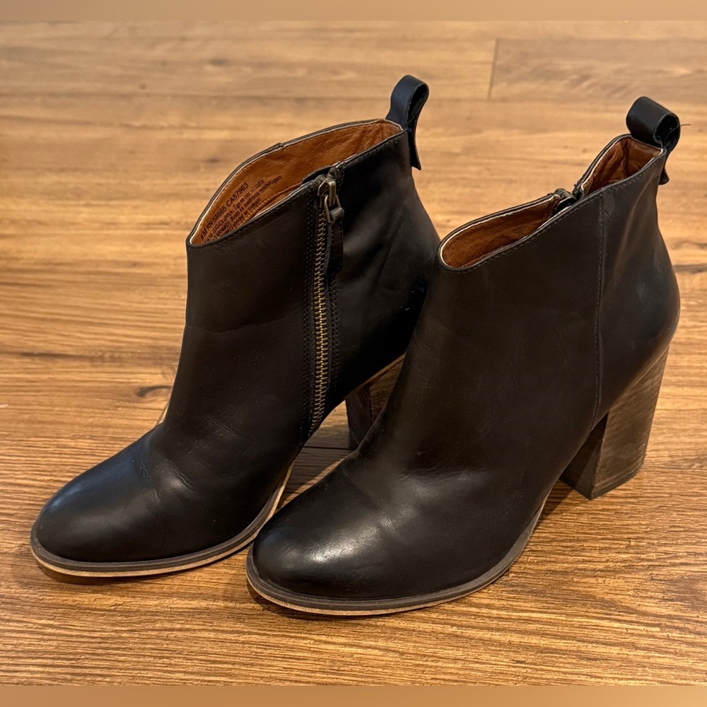 BP Black Ankle Booties with Stacked Heel